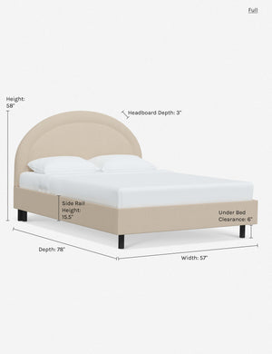 Dimensions on the full sized Odele platform bed