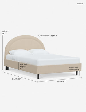 Dimensions on the queen sized Odele platform bed