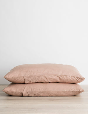 Set of two european flax linen fawn pink pillowcases by cultiver
