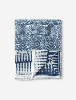 Giana blue and white geometric throw blanket