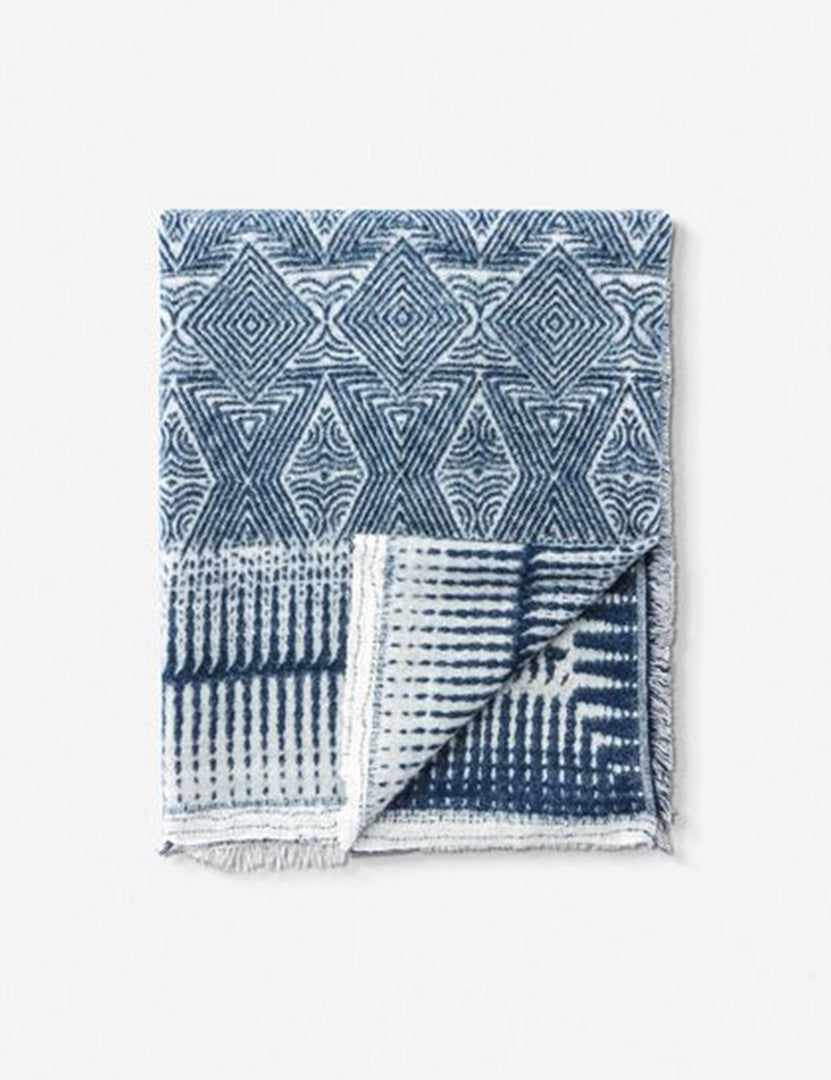 | Giana blue and white geometric throw blanket