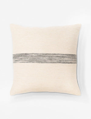 Selma white throw pillow with a horizontal black stripe in the center