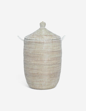Ndeye white coil-style woven medium-size storage basket by Expedition Subsahara