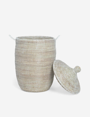 Ndeye white coil-style woven medium-size storage basket by Expedition Subsahara