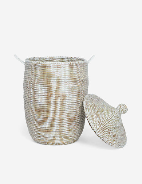 #size::medium | Ndeye white coil-style woven medium-size storage basket by Expedition Subsahara