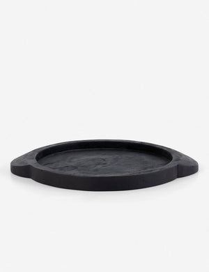 Lylah round wooden black tray