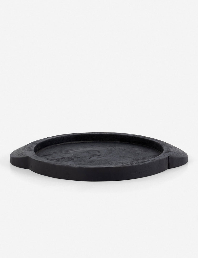 #color::carbonized-black #size::175--x-235--x-1975- | Lylah round wooden black tray