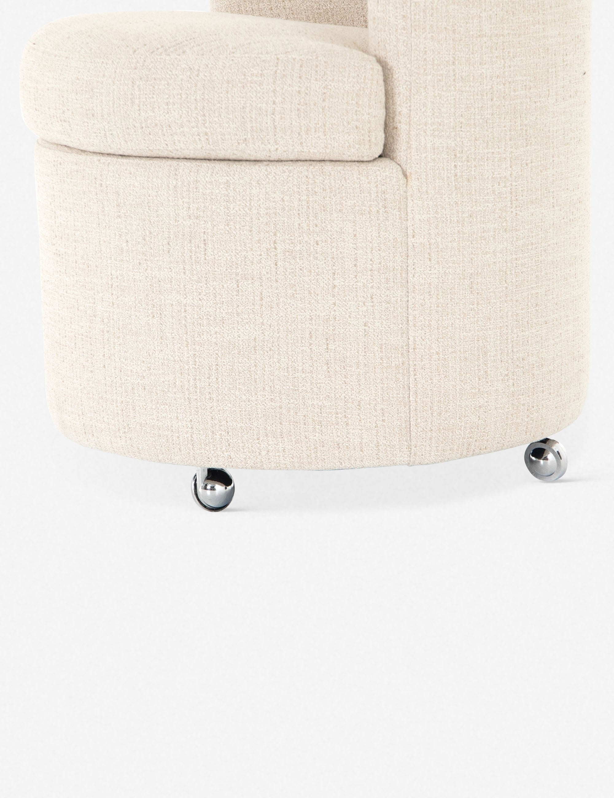 Hampton Cream Upholstered Parsons Side Chair with Chrome Casters