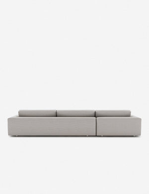 Back of the Mackenzie ash gray linen left-facing sectional sofa
