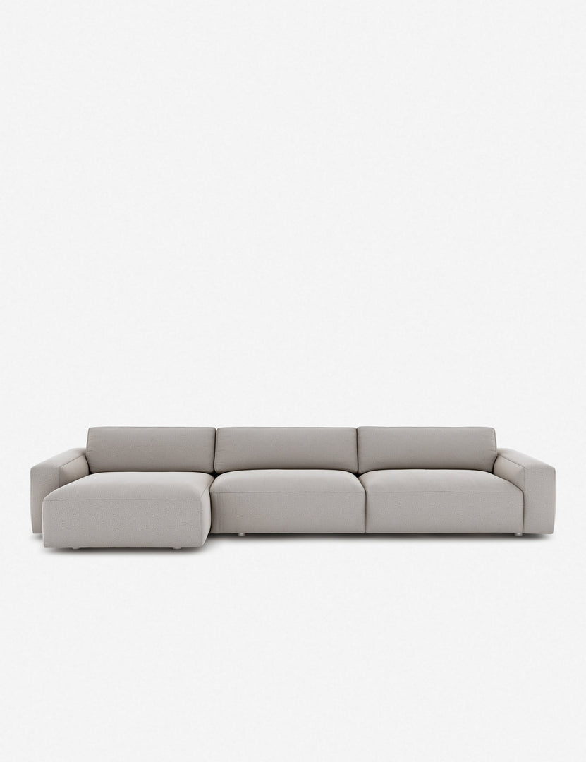 #color::ash #configuration::left-facing | Mackenzie ash gray linen left-facing upholstered sectional sofa with low arms and deep seat  cushions