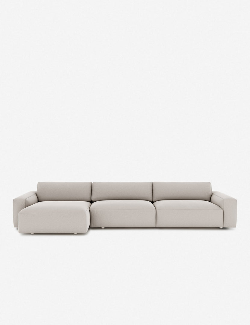 #color::cloud #configuration::left-facing | Mackenzie cloud white linen left-facing upholstered sectional sofa with low arms and deep seat cushions