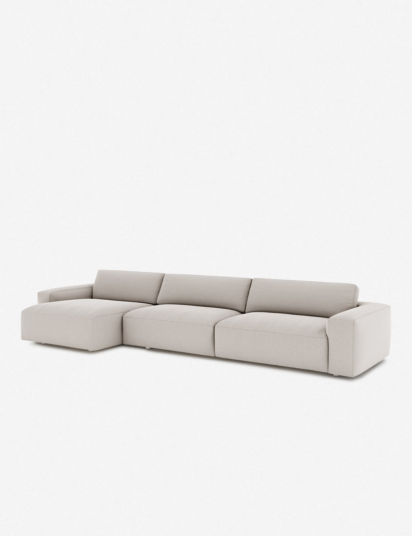 #color::cloud #configuration::left-facing | Angled view of the Mackenzie cloud white linen left-facing sectional sofa