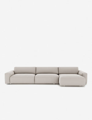 Mackenzie cloud white linen right-facing upholstered sectional sofa with low arms and deep seat cushions
