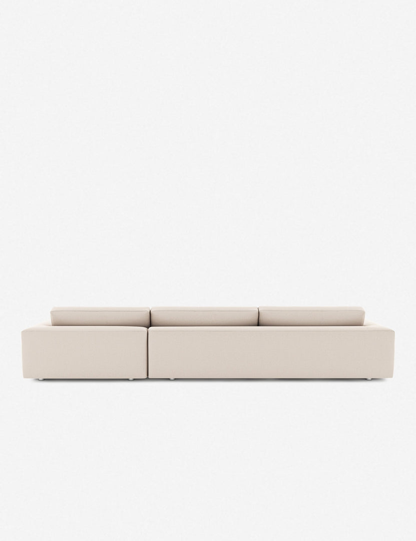 #color::Ivory #configuration::right-facing | Back of the Mackenzie ivory linen right-facing sectional sofa