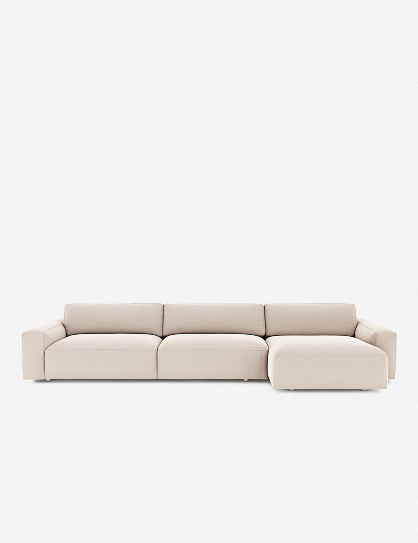 #color::ivory #configuration::right-facing  | Mackenzie ivory linen right-facing upholstered sectional sofa with low arms and deep seat cushions