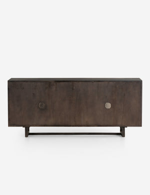 Rear view of the Margot black natural mango wood sideboard with cane doors.