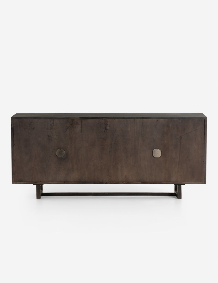 #color::black | Rear view of the Margot black natural mango wood sideboard with cane doors.