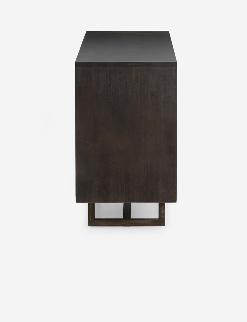 #color::black | Side view of the Margot black natural mango wood sideboard with cane doors.