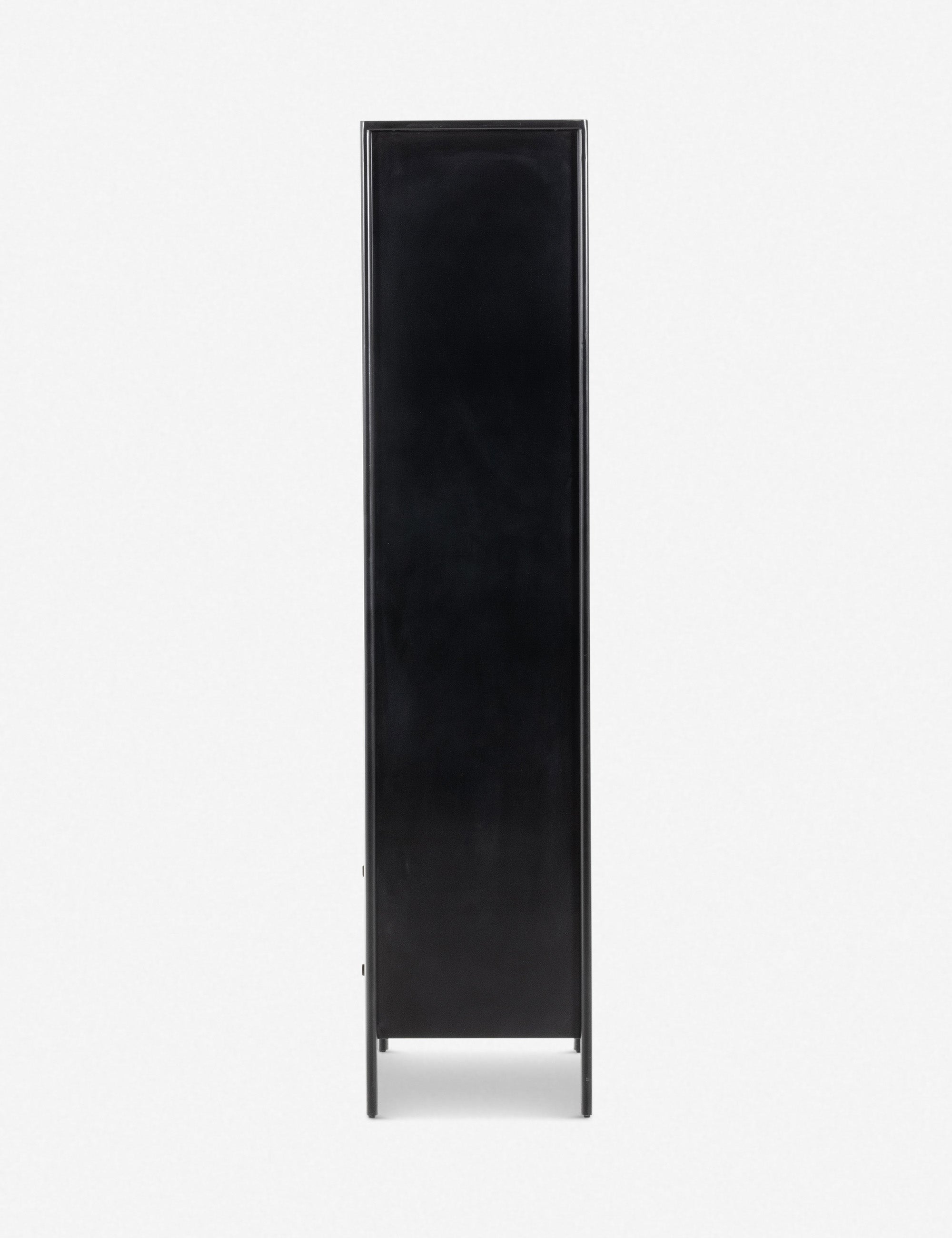 Black Iron and Glass 78" Curio Cabinet with Drawers