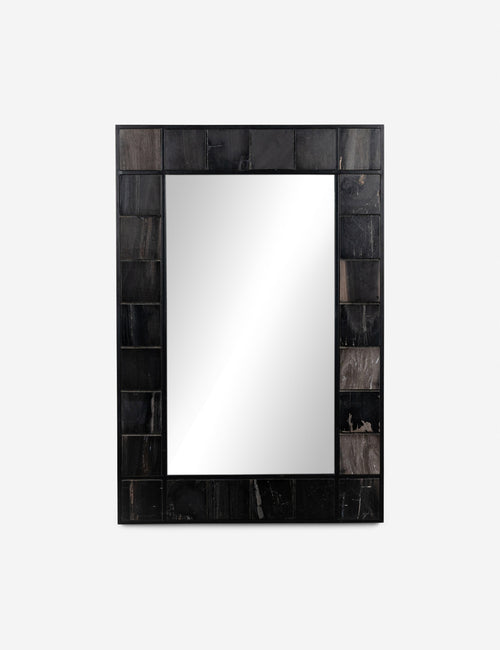 #color::petrified-wood | Iron and petrified wood framed Magna wall mirror 