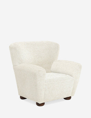 Angled view of the Avery Boucle Cream accent chair