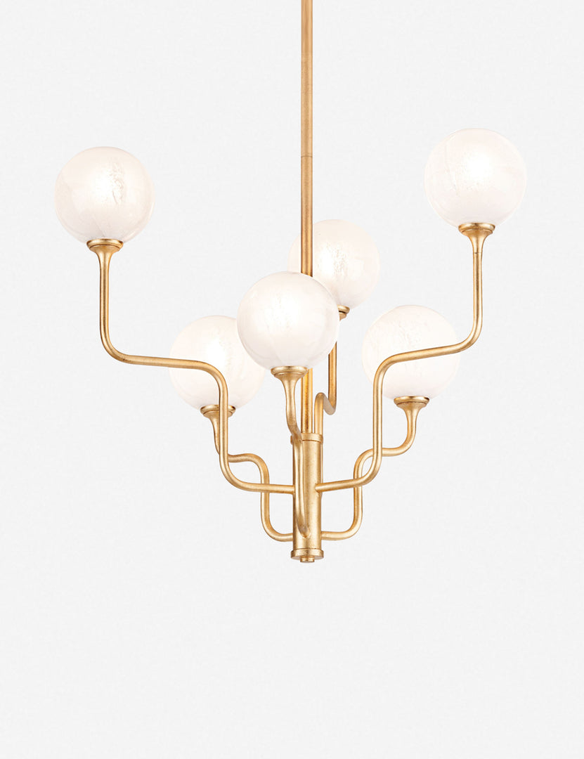 #color::brass #size::6-light | Keller 6 light chandelier with frosted orb lighting fixtures and gold leaf finish