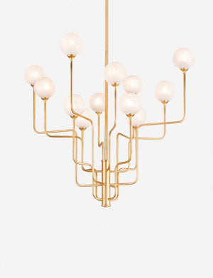 Keller 12 light chandelier with frosted orb lighting fixtures and gold leaf finish
