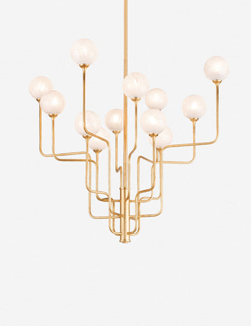 #color::brass #size::12-light | Keller 12 light chandelier with frosted orb lighting fixtures and gold leaf finish