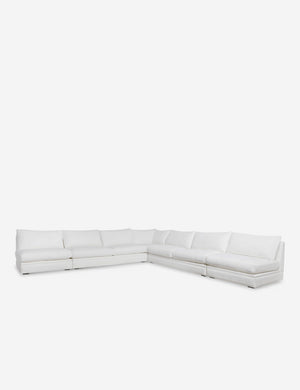Winona white performance fabric upholstered armless corner sectional sofa 160 inch width