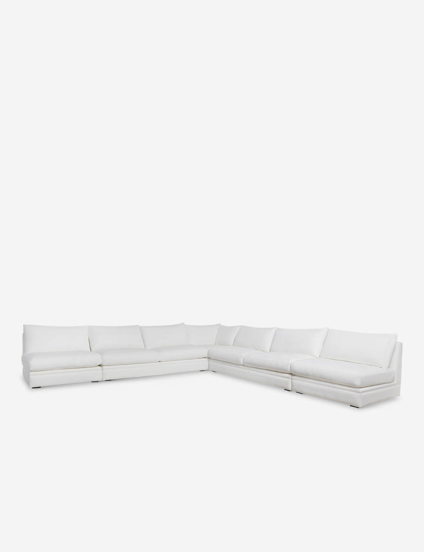 #color::white-performance-fabric #size::160-W | Winona white performance fabric upholstered armless corner sectional sofa 160 inch width