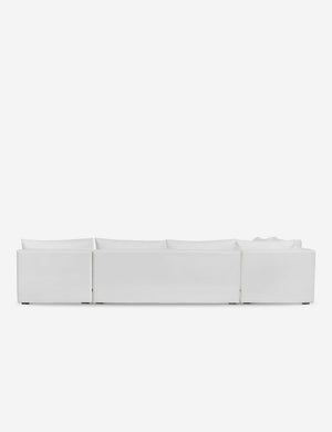Back of the Winona white performance fabric armless corner sectional sofa 160 inch width