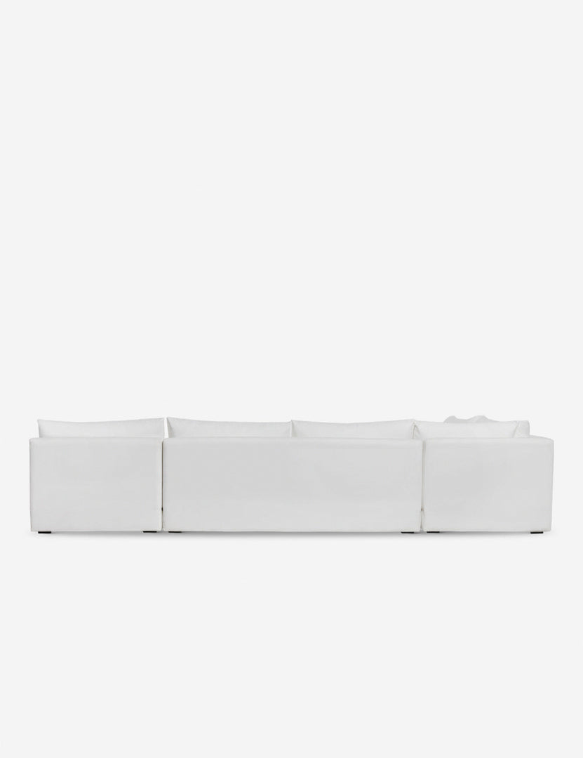 #color::white-performance-fabric #size::160-W | Back of the Winona white performance fabric armless corner sectional sofa 160 inch width
