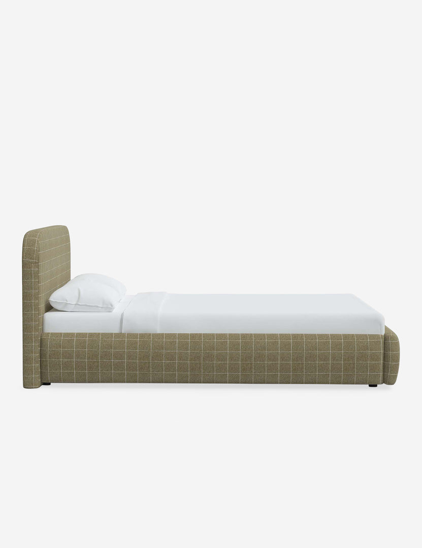 #color::olive-grid #size::twin #size::full #size::queen #size::king #size::cal-king | Side of the Nabiha Olive Grid platform bed