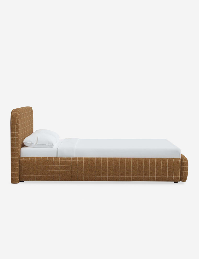 #color::cognac-grid #size::twin #size::full #size::queen #size::king #size::cal-king | Side of the Nabiha Cognac Grid platform bed