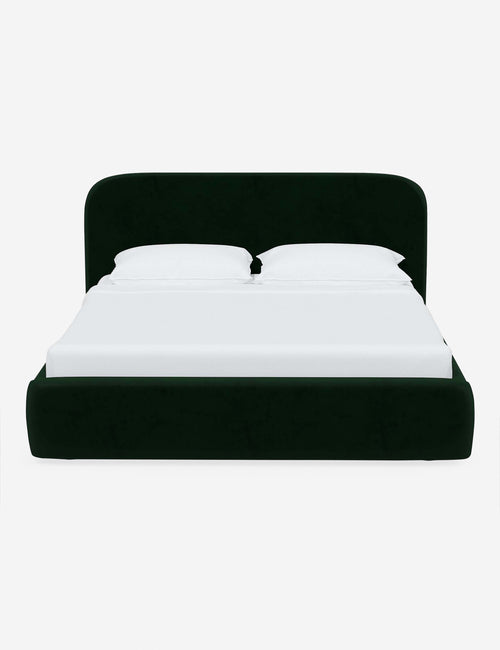 #color::emerald-velvet #size::twin #size::full #size::queen #size::king #size::cal-king | Nabiha upholstered Emerald Velvet platform bed with a rounded headboard