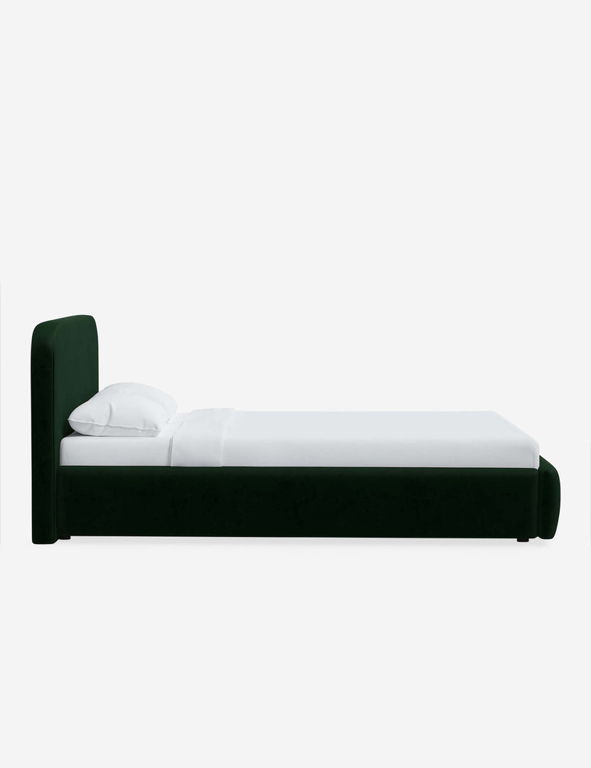 #color::emerald-velvet #size::twin #size::full #size::queen #size::king #size::cal-king | Side of the Nabiha Emerald Velvet platform bed