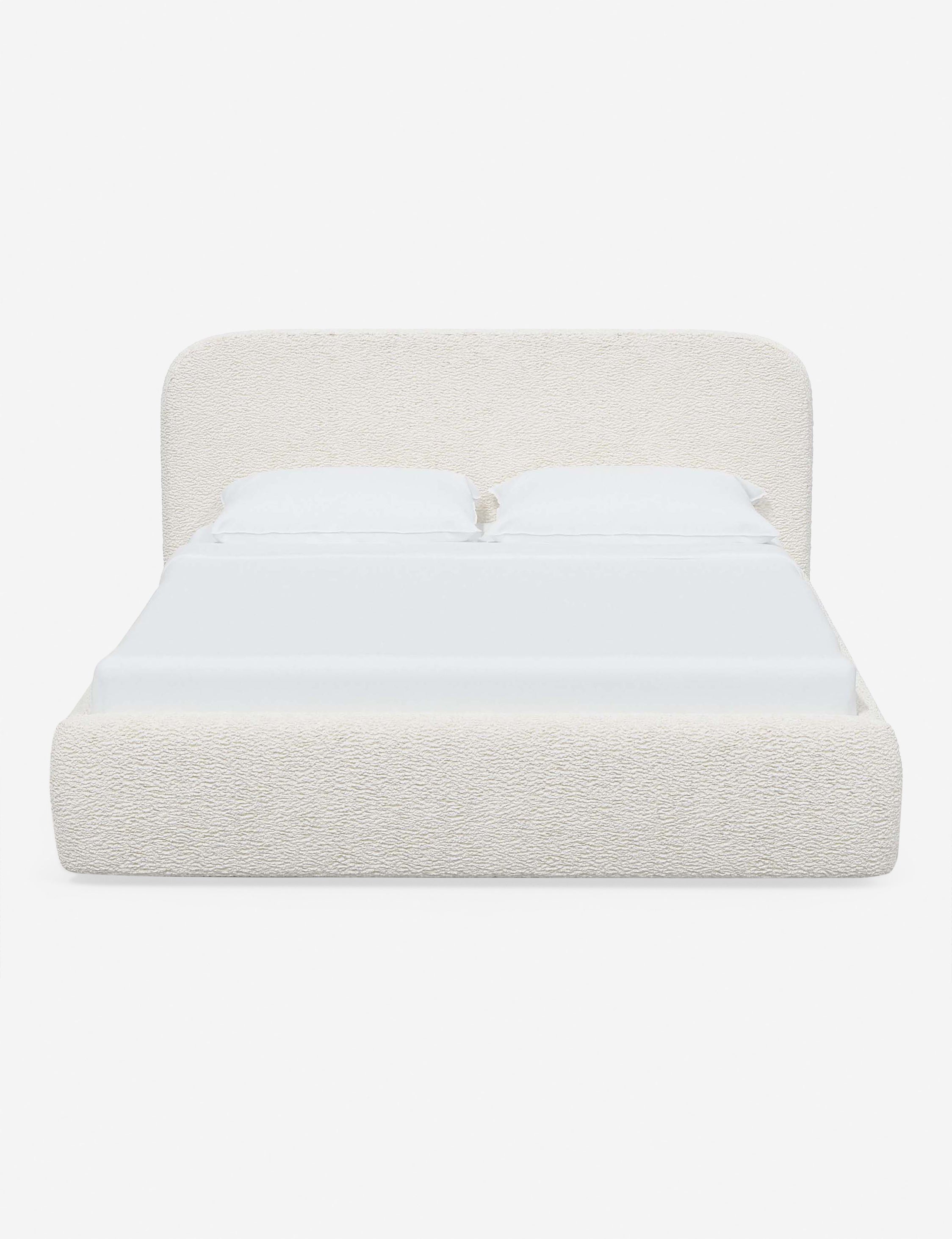 #color::cream-sherpa #size::twin #size::full #size::queen #size::king #size::cal-king | Nabiha upholstered Cream Sherpa platform bed with a rounded headboard