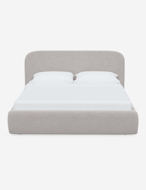Nabiha upholstered Mineral Velvet platform bed with a rounded headboard