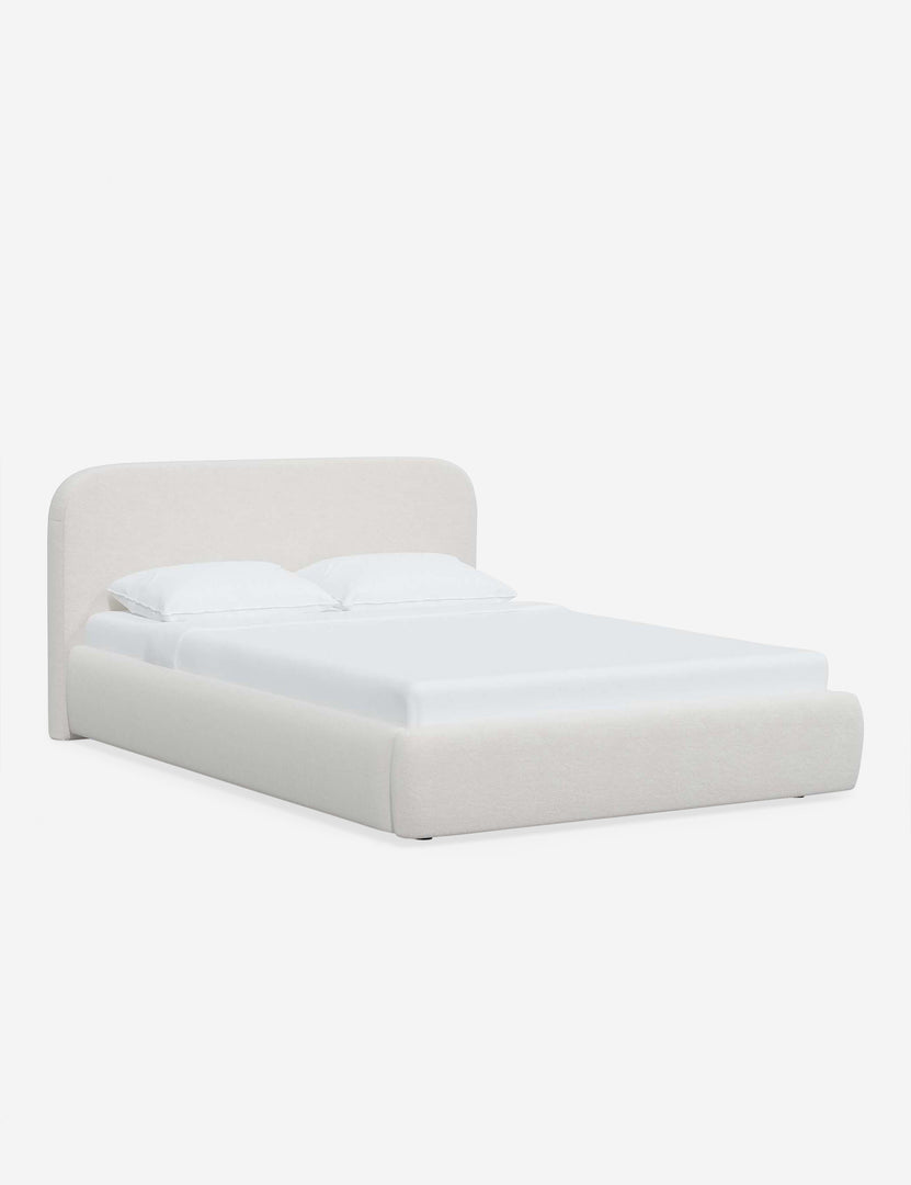 #color::snow-velvet #size::twin #size::full #size::queen #size::king #size::cal-king | Angled view of the Nabiha Snow Velvet platform bed
