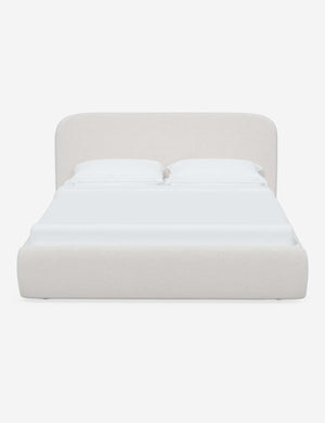 Nabiha upholstered Snow Velvet platform bed with a rounded headboard