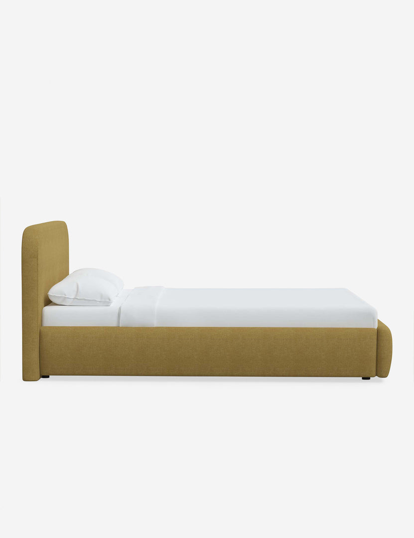 #color::golden-linen #size::twin #size::full #size::queen #size::king #size::cal-king | Side of the Nabiha Golden Linen platform bed