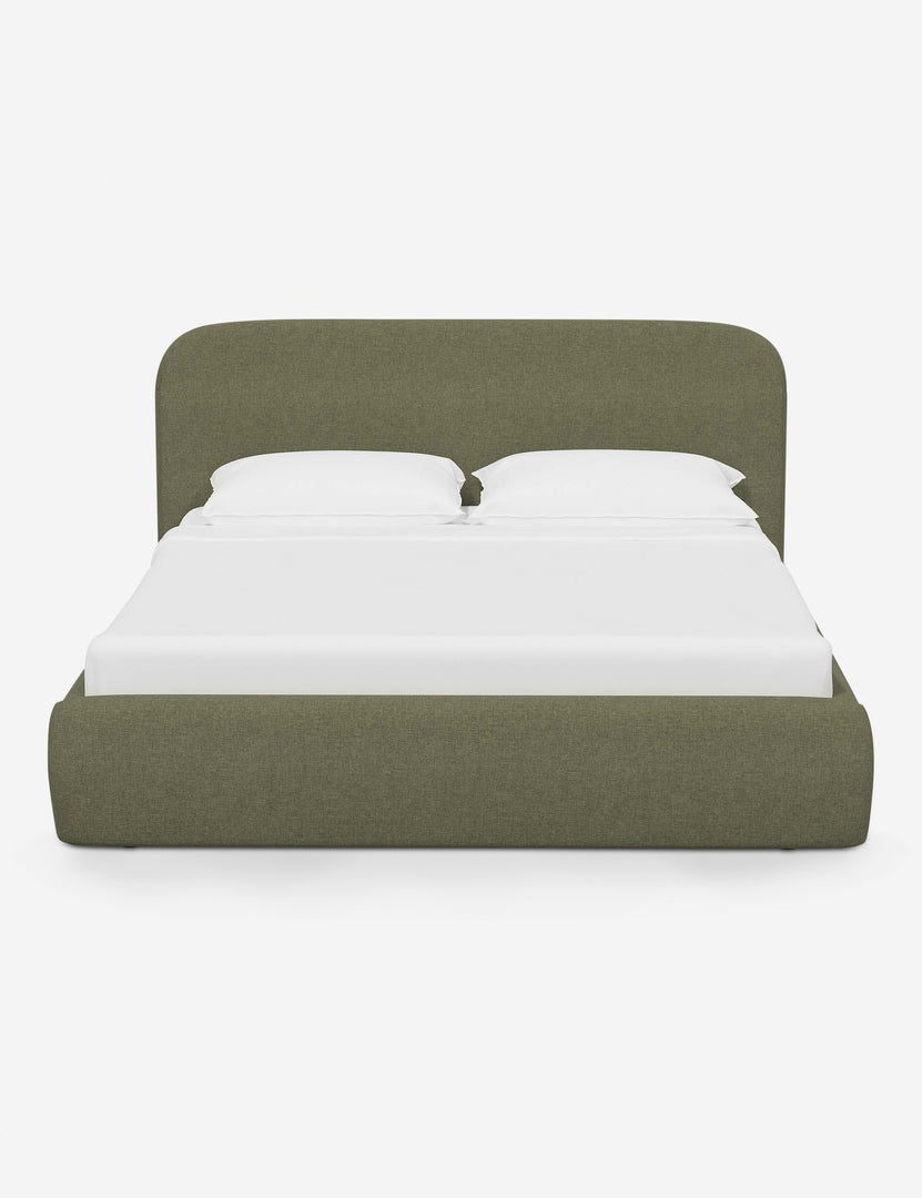 #color::sage-linen #size::twin #size::full #size::queen #size::king #size::cal-king | Nabiha upholstered Sage Linen platform bed with a rounded headboard