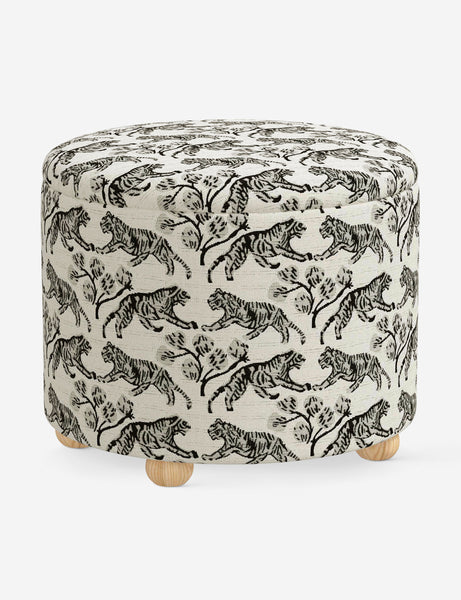 #color::tiger-ivory-by-sarah-sherman-samuel #size::24-dia | Kamila Tiger Ivory round 24-inch ottoman with storage space and pinewood feet by Sarah Sherman Samuel