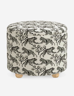 Angled view of the Kamila Tiger Ivory 24-inch ottoman