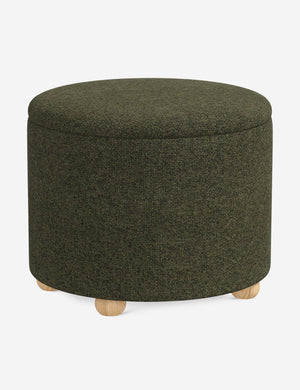 Angled view of the Kamila Army Performance Basketweave 24-inch ottoman