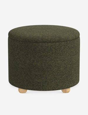 Kamila Army Performance Basketweave 24-inch round ottoman with storage space and pinewood feet