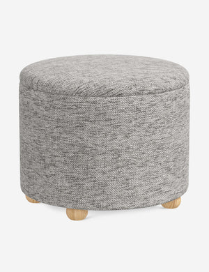 Angled view of the Kamila Steel Gray Performance Basketweave 24-inch ottoman