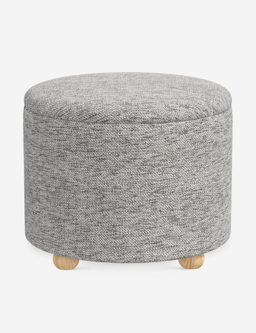 #color::steel-performance-basketweave #size::24-Dia | Kamila Steel Gray Performance Basketweave 24-inch round ottoman with storage space and pinewood feet