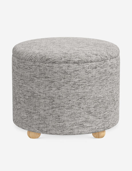 #color::steel-performance-basketweave #size::24-Dia | Kamila Steel Gray Performance Basketweave 24-inch round ottoman with storage space and pinewood feet
