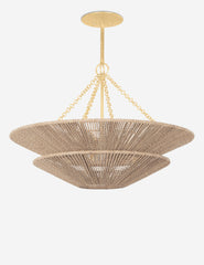 #color::natural #size::30--dia | Anaya woven rope two-tier chandelier.